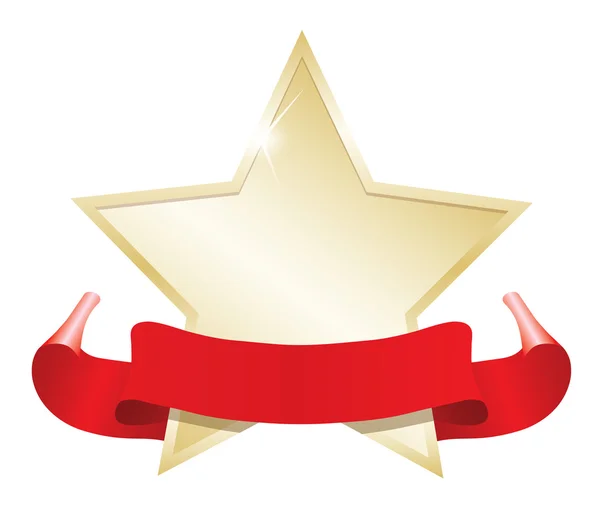リボン付きの 4 つ星ラベル — ストックベクタ