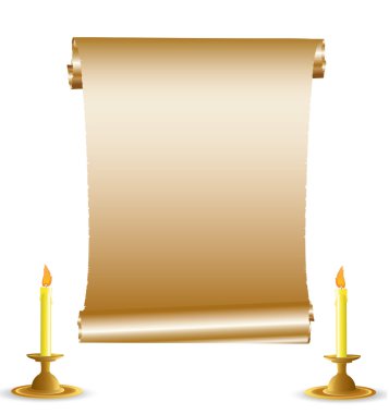 Antika kaydırma ve mumlar