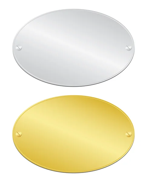 Silberne und goldene Teller — Stockvektor