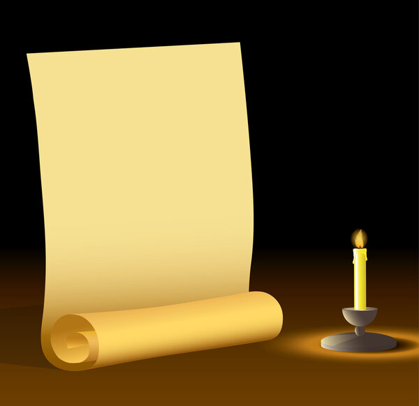 Paper manuscript with candle