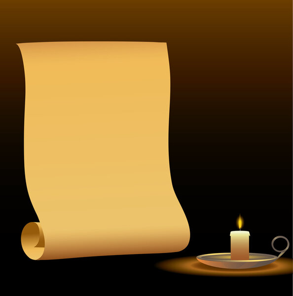 Paper manuscript with candle