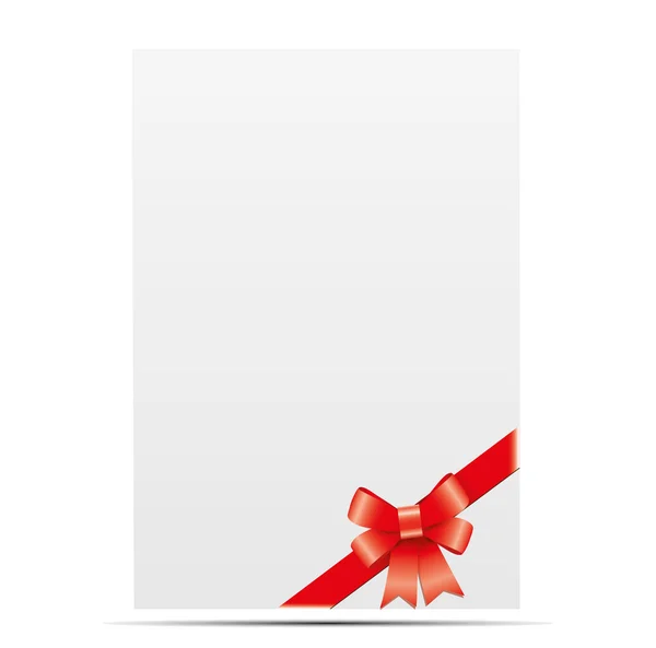 Sheet paper and red ribbon — Stock Vector