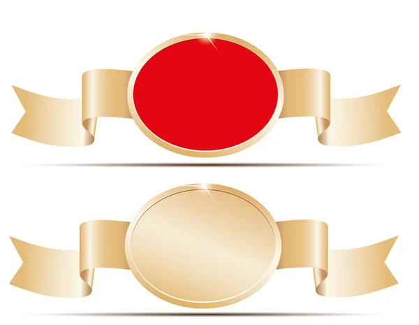 赤と金色のバナー ウィット リボン — ストックベクタ