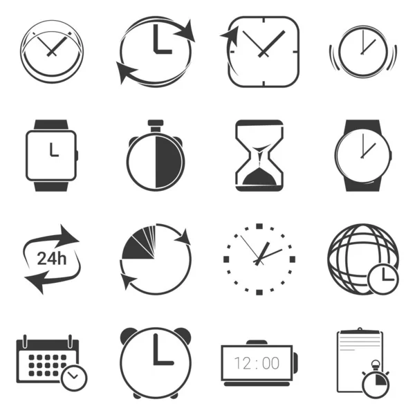 白色背景上的时间和时钟图标 — 图库矢量图片