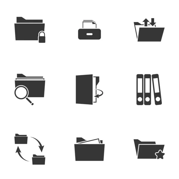Folder Icons Set White Background — Stock Vector