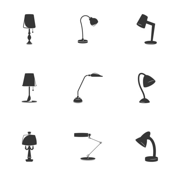 Vector illustration on a theme Lighting and table lamps. White background