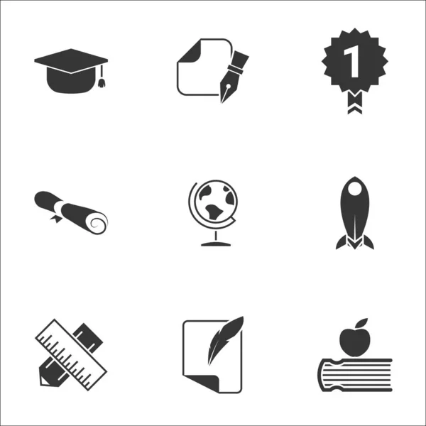 Iconos Para Tema Educación Estudio Fondo Blanco — Vector de stock