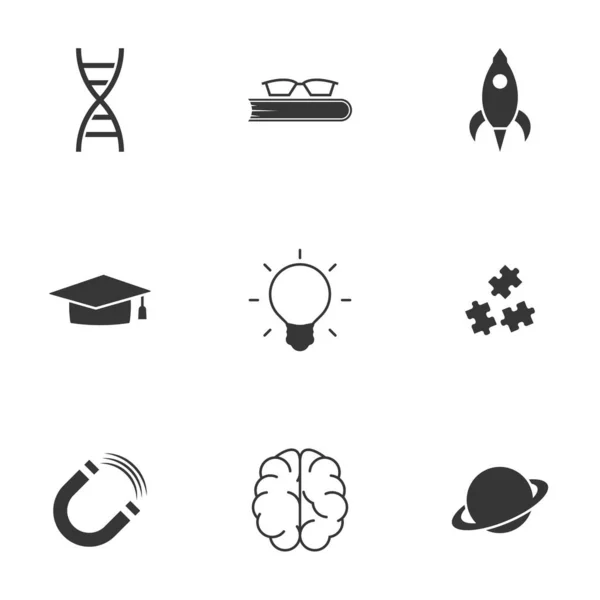 Iconos Para Tema Ciencia Estudios Fondo Blanco — Archivo Imágenes Vectoriales