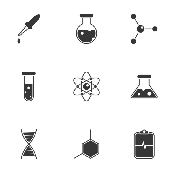 Icons Theme Chemistry Science White Background — Stock Vector