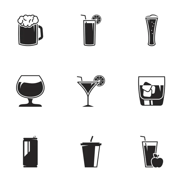 Ícones Para Tema Beba Bebidas Alcoólicas Fundo Branco — Vetor de Stock