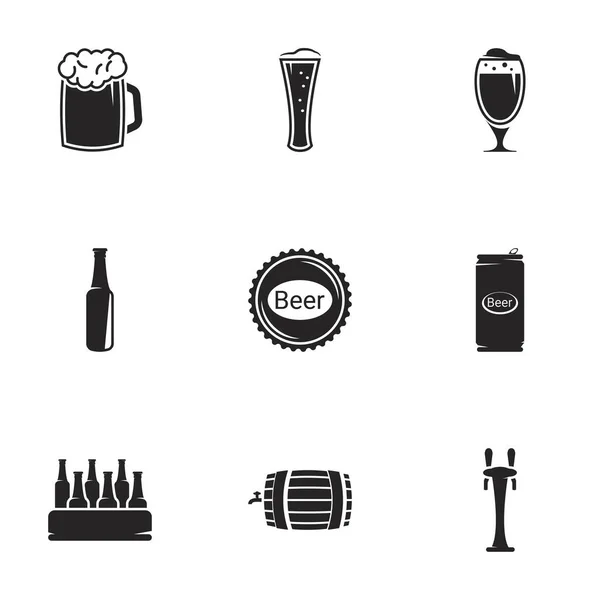 Iconos Para Cerveza Temática Fondo Blanco — Vector de stock