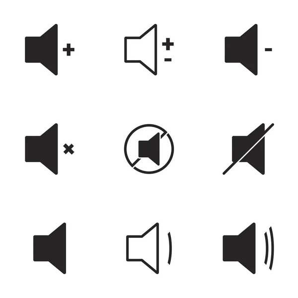 Піктограми Гучності Динаміка Звуку Білий Фон — стоковий вектор