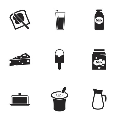 Süt ürünleri teması için simgeler. Beyaz arkaplan
