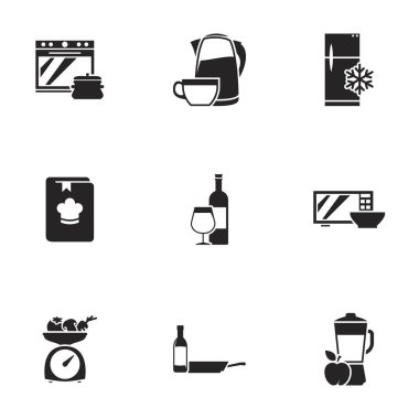 Mutfak ve yemek ikonu seti