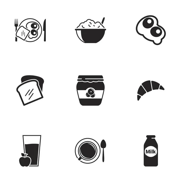 Icons Theme Breakfast White Background — Stock Vector