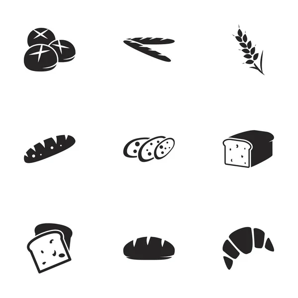 Піктограми Теми Хліб Білий Фон — стоковий вектор