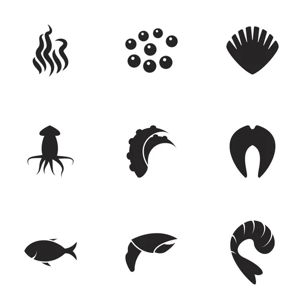 Icons Theme Seafood Белый Фон — стоковый вектор