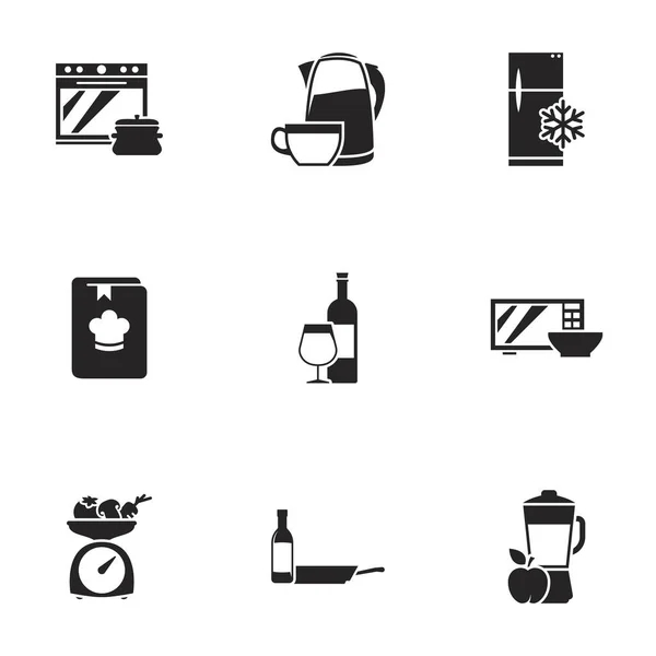 Cocina Cocina Icono Conjunto — Vector de stock