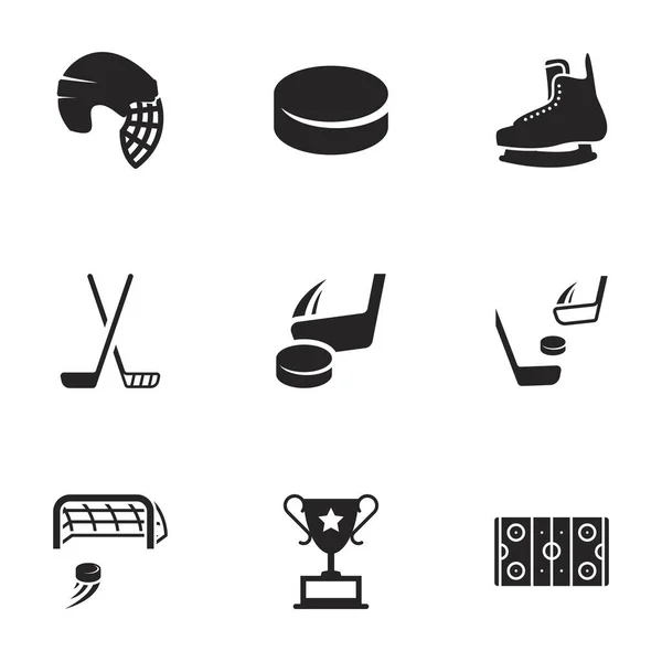 Symbole Für Das Thema Hockey Vektor Set Weißer Hintergrund — Stockvektor