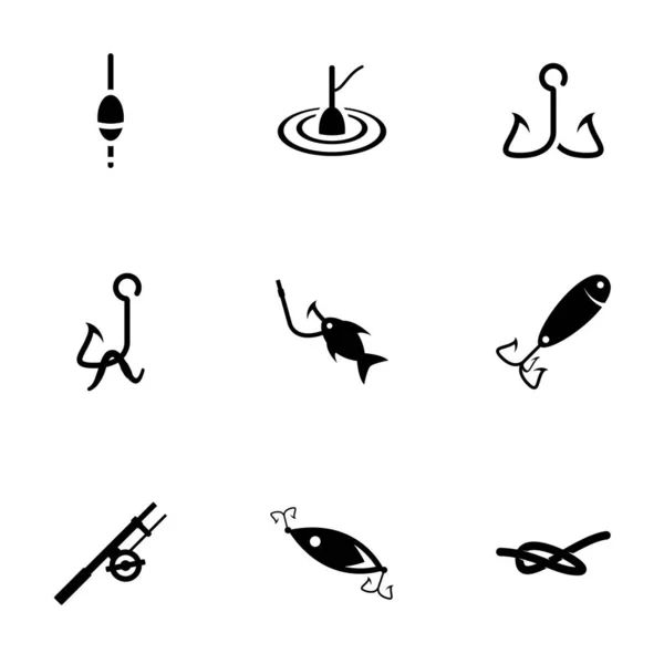 Иконы Тематической Рыбалки Вектор Набор Белый Фон — стоковый вектор
