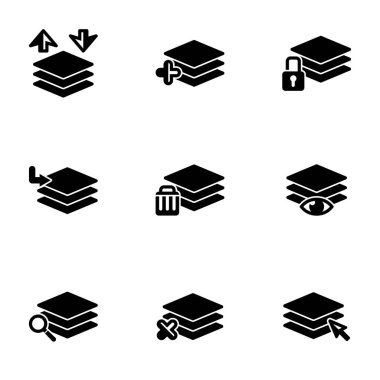 Bir tema katmanı üzerinde basit simgeler kümesi, katmanlar, vektör, küme ile çalışır. Beyaz arkaplan