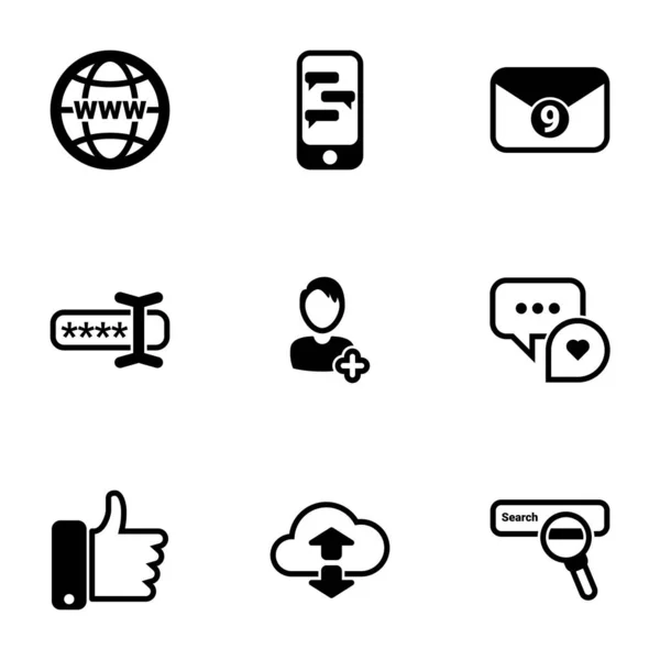 Conjunto Iconos Simples Tema Pulgar Hacia Arriba Conversaciones Comunicaciones Sociales — Vector de stock