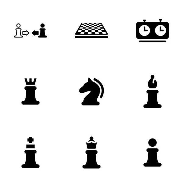 Set Von Einfachen Symbolen Einem Thema Spiel Schach Wettbewerb Sport — Stockvektor