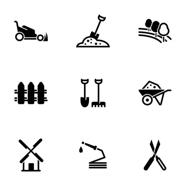 Set Von Einfachen Symbolen Einem Thema Landwirtschaft Grundstück Garten Vektor — Stockvektor