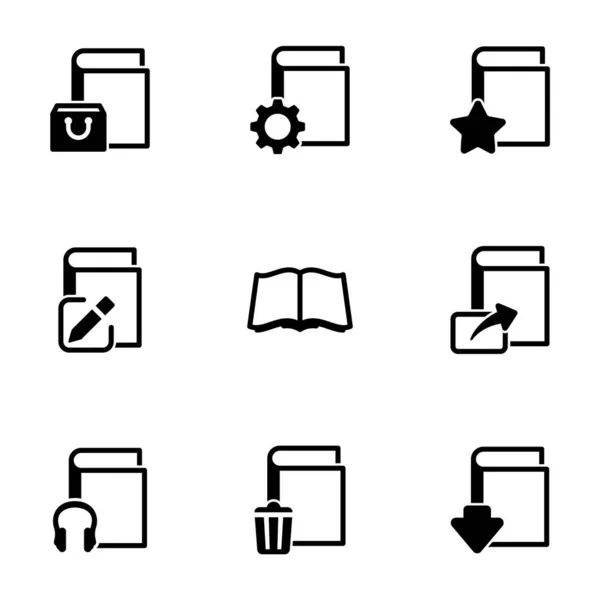 Sada Jednoduchých Ikon Téma Knihy Vektor Design Kolekce Byt Znak — Stockový vektor