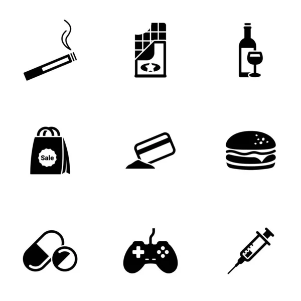 Set Van Eenvoudige Iconen Een Thema Verslaving Vector Ontwerp Collectie — Stockvector