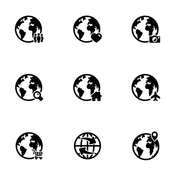Set Van Eenvoudige Iconen Een Thema Globe Aarde Vector Ontwerp — Stockvector