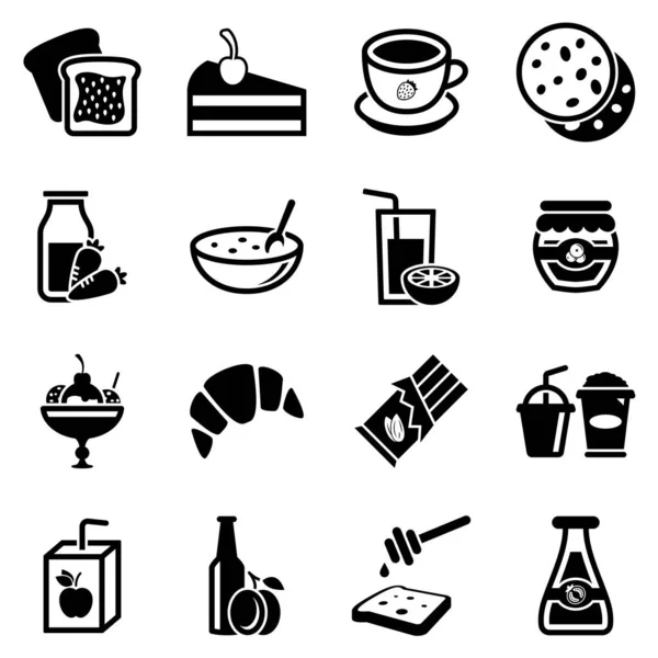 Set Einfacher Symbole Einem Thema Süßigkeiten Getränke Lebensmittel Vektor Design Stockvektor