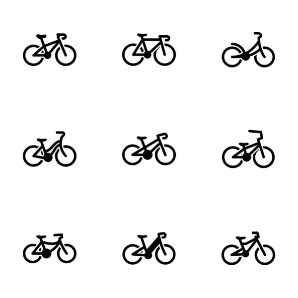 Set Schwarzer Symbole Isoliert Auf Weißem Hintergrund Zum Thema Fahrrad — Stockvektor
