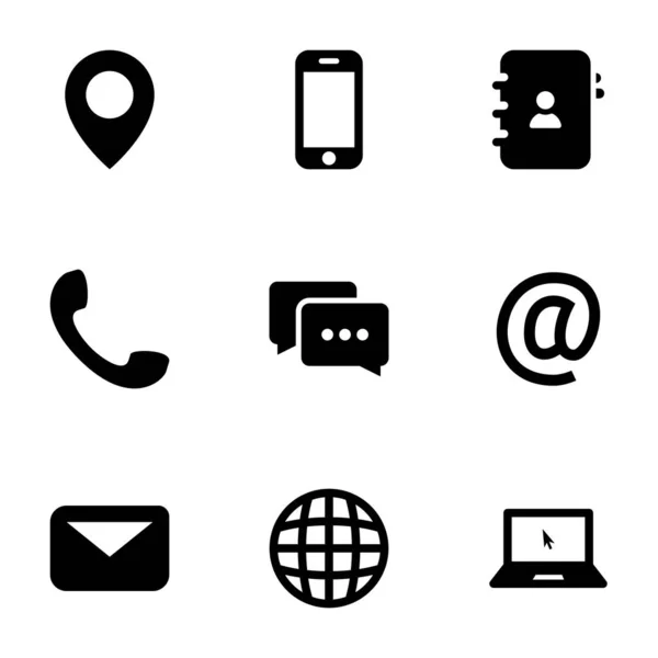 Set Schwarzer Symbole Auf Weißem Hintergrund Zum Thema Kontakte Und lizenzfreie Stockvektoren