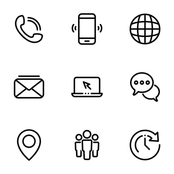 Set Schwarzer Symbole Isoliert Auf Weißem Hintergrund Zum Thema Kommunikation Stockvektor