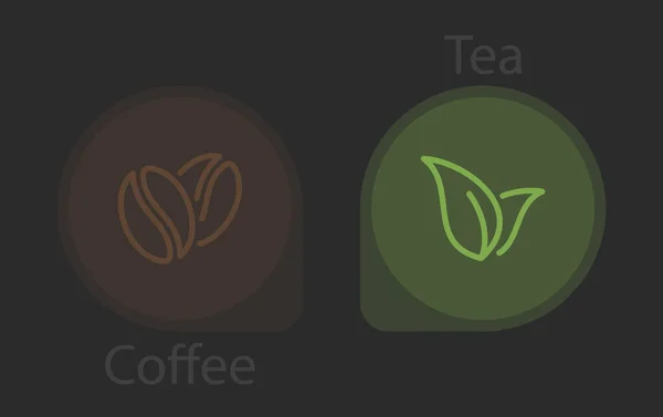 Ilustracja Wektora Temat Herbaty Kawy Logo Dekorowane Ciemnych Kolorach — Wektor stockowy