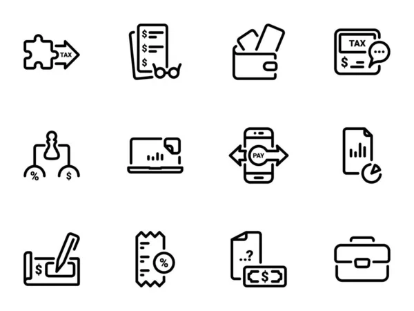 Conjunto Iconos Vectoriales Negros Aislados Sobre Fondo Blanco Ilustración Sobre — Vector de stock