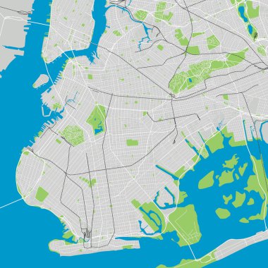 Brooklyn New York detaylı vektör harita düzenlenebilir
