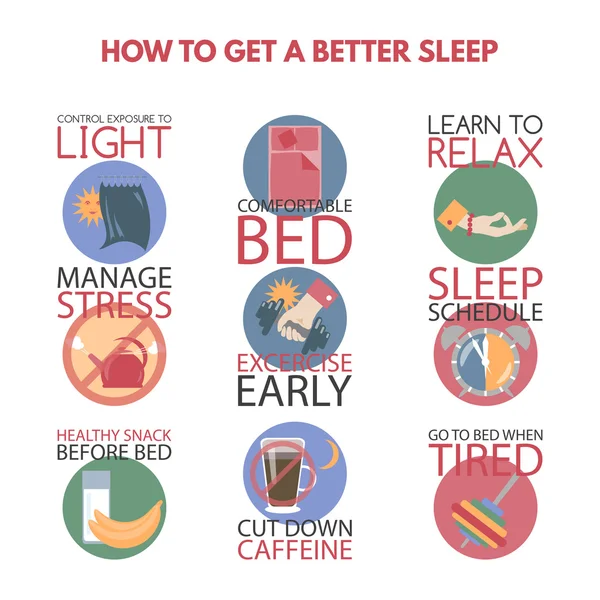 Daha iyi uyku almak üzerinde Modern düz stil Infographic.