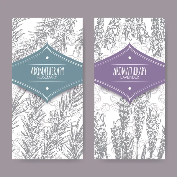 Set of 2 labels with lavender and rosemary