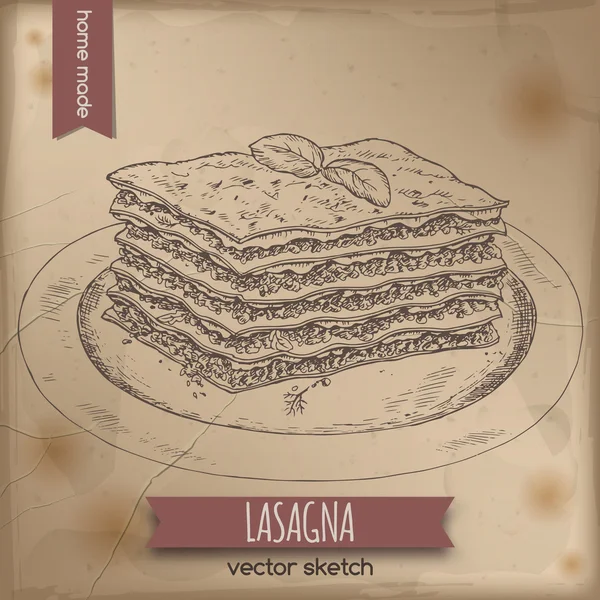 Eski kağıt arka plan üzerine yerleştirilen vintage lazanya şablonu.