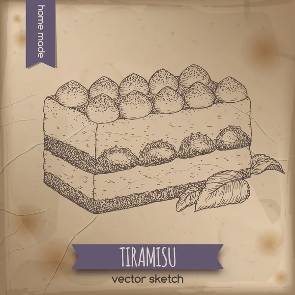 Vintage ciasto Tiramisu umieszczone na stary tło. — Wektor stockowy