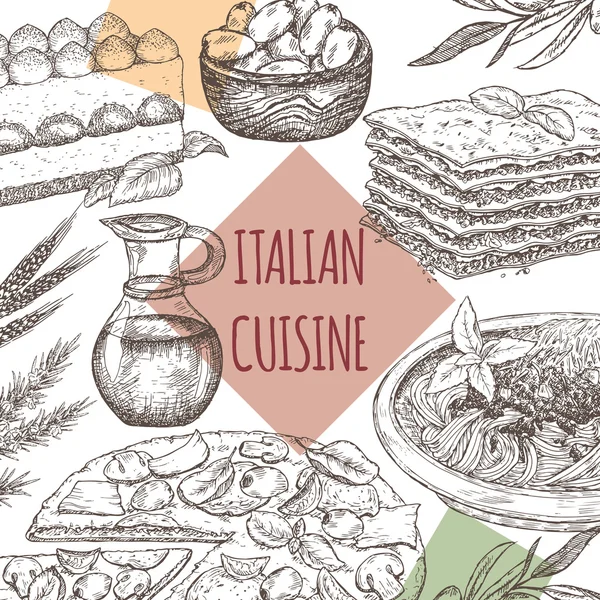 Plantilla cocina italiana . — Archivo Imágenes Vectoriales