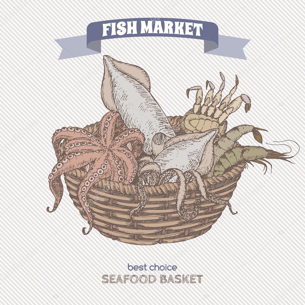 Ottimo per mercati negozi di alimentari negozi biologici pesca e cibo etichetta design — Vettoriali di msokolyan