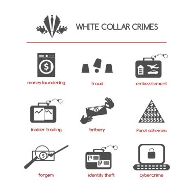 Set of white collar crime icons clipart