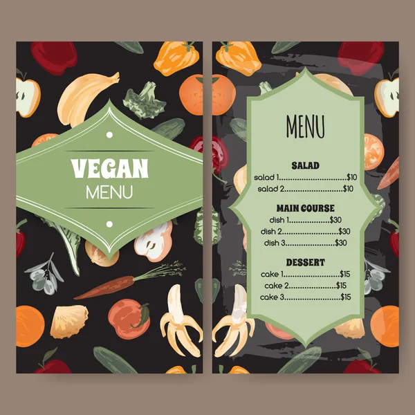 Веганское меню искушают крашеными фруктами и овощами . — стоковый вектор