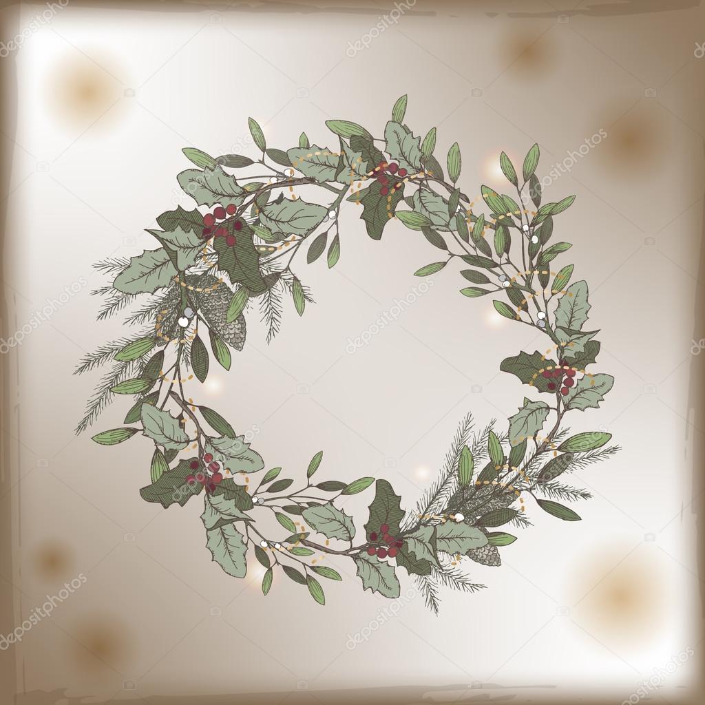 Vintage Wreath Ideas Color Vintage Christmas Template With