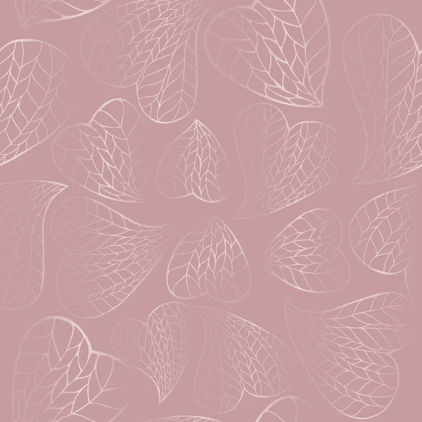 레이스 하트와 부드러운 핑크 로맨틱 완벽 한 패턴. — 스톡 벡터