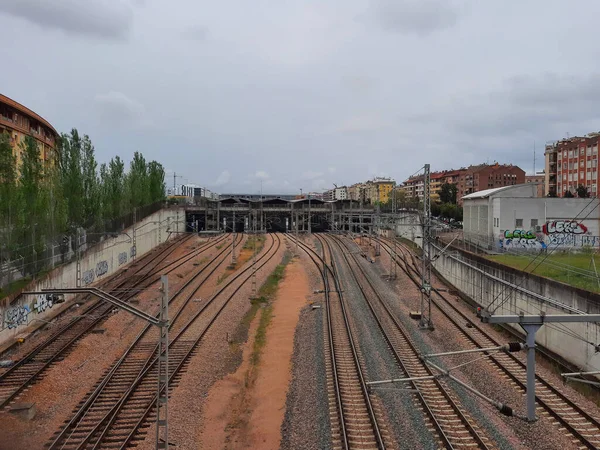 Estación Ferroviaria Rieles Giros Del Tren —  Fotos de Stock