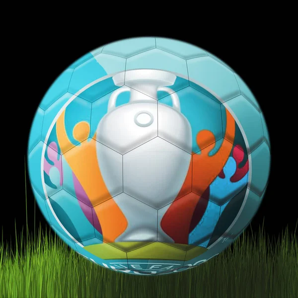 Sevilha Espanha 2021 Ilusão Uma Bola Com Logotipo Euro Sobre — Fotografia de Stock